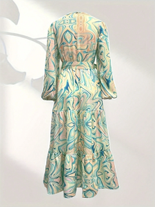 Robe maxi élégante à imprimé floral pour femmes 2026, robe de luxe en satin Abaya, robe musulmane pour femmes - Product Image 4