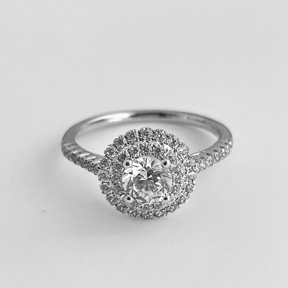 OEM real diamante solitario anillo imagen anillos de boda oro 18K pareja 14K oro pareja real laboratorio anillos para niña rodio plateado