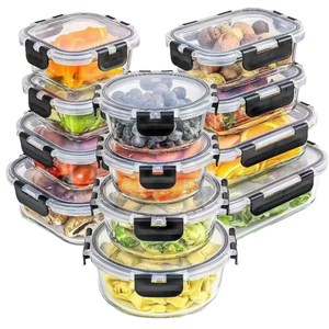 <b>Stackable</b> glass <b>Food</b> <b>Storage</b> <b>Containers</b> With Clip On Lids For Fridge Meal Prep Travel Freshness Preservation - Product Image 1