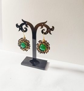 Orecchini da donna Hisera floreali vintage di tendenza, orecchini a cerchio geometrici esagerati di lusso con zirconi, fatti a mano e intrecciati - Product Image 6