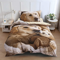 Juego de Ropa de Cama de Poliéster con Estampado Animal 3D de Golden Retriever, Diseño Moderno, Envío Directo desde la UE, Juego de 3 Piezas con Funda de Edredón con Diseño de Perro Adorable