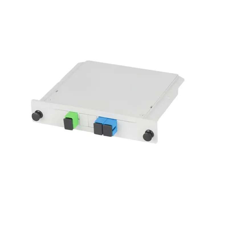 Dispositivo Splitter PLC SC/UPC 1*2 tipo di cassetta di inserimento attrezzatura in fibra ottica a fibra ottica prezzo di fabbrica all'ingrosso
