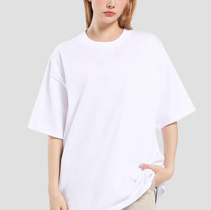 Venta al por mayor de gran tamaño camiseta de Color sólido básico Unisex camiseta de las mujeres Casual Top largo de talla grande camiseta de las mujeres - Product Image 2
