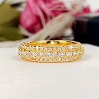 CAOSHI Fabricant en gros de bijoux en laiton de luxe, anneaux triples cercles en CZ, anneaux en argent plaqué zircone pour femmes