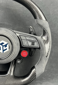 Volant en carbone semi-Alcantara S-Line avec bouton de démarrage pour Audi Q8 SQ8 A3 A4 B9 A5 B8 A6 C7 A7 <span class=keywords><strong>S3</strong></span> S4 RS3 RS5 RS7 RS6 C8 - Product Image 3