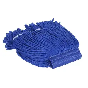 Tête de vadrouille humide industrielle de fil bleu à bout bouclé fabriqué aux États-Unis de qualité commerciale