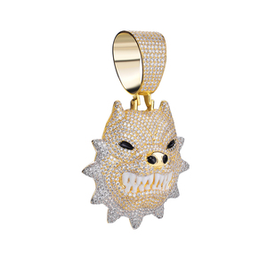 Joyería de moda hip hop 14k oro helado completo cz matón perro colgante collares - Product Image 5
