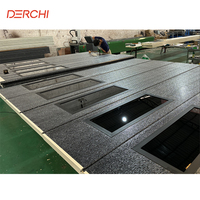 DERCHI NFRC Automatique Isolé Électrique Sectionnel Double Peau Portes De Garage En Verre En Aluminium En Acier Moussé Pour Villa