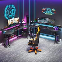 Table de jeu 75 "en gros d'usine avec support de moniteur, grande table PC avec lumières LED, bureau à domicile, noir