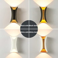 Lámpara de Pared LED Moderna para Exteriores, Impermeable, con Iluminación Arriba y Abajo, de Aluminio Negro y Dorado, para Porche de Villa