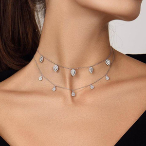 <span class=keywords><strong>Collana</strong></span> Girocollo di Lusso in Argento Sterling 925 con Zirconi Brillanti e <span class=keywords><strong>Perline</strong></span>, Ciondolo a Goccia Scintillante per Matrimoni e San Valentino - Product Image 2