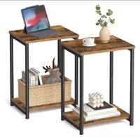 Table d'appoint moderne multifonction en métal et bois avec cadre noir pour salon, meubles de maison