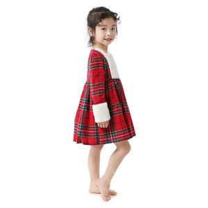 Commercio all'ingrosso Plaid di Natale Dei Capretti Del Bambino Delle Ragazze Del Vestito Da Partito <span class=keywords><strong>Rosso</strong></span> Pianura Del Merletto Delle Ragazze del Vestito - Product Image 4