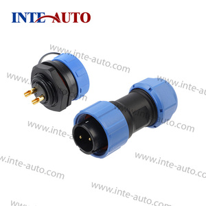 Serie SP21 Conectores impermeables IP68 de <span class=keywords><strong>2</strong></span> pines con contactos de latón Enchufe de soldadura de alimentación de <span class=keywords><strong>audio</strong></span> y video circular Enchufe corto - Product Image 2