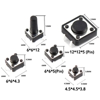 Kit Surtido DIY SMD DIP 2*4 3*6 4*4 6*6 12*12, 125 Piezas, 25 Tipos/lote, Microinterruptores, Botones Pulsadores, Interruptores Táctiles, Mini Interruptores de Hoja de Reinicio