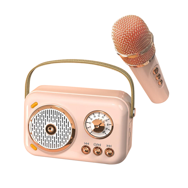Mini Karaoke BT Speaker Card Subwoofer with 1 Wireless Microphone BT Speaker High Volume Karaoke Machine