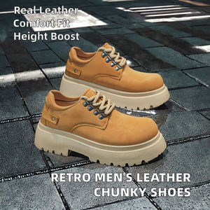 Zapatos de Vestir Formales Británicos para Hombre, Estilo Retro, Casuales, de Cuero, con Suela Gruesa, Punta Redonda, Impermeables, que Aumentan la Estatura - Product Image 2