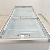Congélateur horizontal commercial avec vitrine, porte vitrée supérieure, pour supermarché, crème glacée et viande