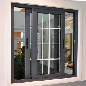 Алюминиевое раздвижное окно Замбия, алюминиевое раздвижное окно с москитным экраном, алюминиевое раздвижное окно с защитными стержнями