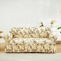Housse de canapé tout compris toutes saisons à motif géométrique imprimé, élastique, entièrement couvrante, style jupe anti-poussière, antistatique, 100 % polyester