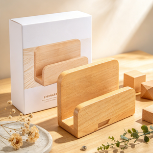 Soporte de Madera de Haya Personalizado para Teléfono con Acabado Pulido Antiarañazos, Soporte Multifuncional de Escritorio para Teléfonos Móviles y Tarjetas de Visita - Product Image 4