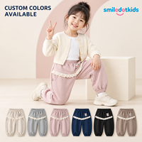 Smiledotkids Pantalon de jogging personnalisé pour enfants, rose, avec volants en dentelle à la taille, breloque lapin, doux, OEM ODM, pour petites filles, vente en gros