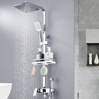 Ensemble de douche mural thermostatique en acier inoxydable brossé carré à poignée unique, avec jets de pluie doux