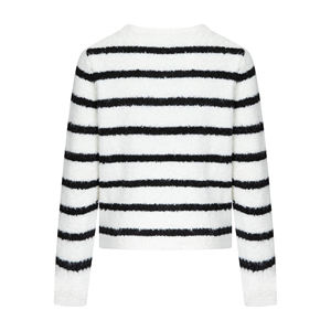 <span class=keywords><strong>Cardigan</strong></span> da donna in misto <span class=keywords><strong>lana</strong></span> a righe | Bottoni e tasche applicate color oro | Girocollo corto | <span class=keywords><strong>Nero</strong></span> bianco | in Stock - Product Image 4