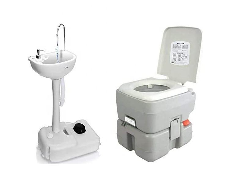 Portable Camping Sink with Towel Holder, Soap Dispenser,Outdoor Portable  Travel Toilet with Carry Bag