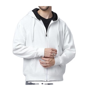 Sweats à capuche surdimensionnés personnalisés à fermeture éclair intégrale, couleur unie, poids lourd, 100% coton, poches, sweats à capuche pour hommes de haute qualité, mode masculine - Product Image 3