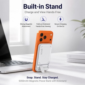 แบตเตอรี่สำรองพกพา 10000mAh ชาร์จไร้สาย ดีไซน์แม่เหล็ก ขนาดกะทัดรัด ตัวเรือนพลาสติกสีขาว ช่องเสียบ Type-C - Product Image 3