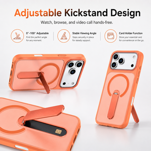 เคสโทรศัพท์แม่เหล็กพร้อมขาตั้งปรับได้ ที่ใส่บัตร  แบบโปร่งแสงด้าน ป้องกันการกระแทก - Product Image 6