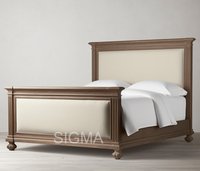 Meistverkauftes Rustikales Holzplattenbett Holz-Kopfteil Queensize Gedrechselte Beine Antiker Stil Inneneinrichtung für Zuhause Schlafzimmer