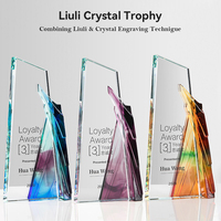 Jadevertu Eco-vriendelijke op maat gemaakte lasergegraveerde gekleurde glazuur kristallen trofee prijs award gravure tekst souvenir cadeau