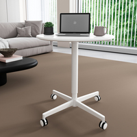 OMNI Table ronde réglable pour petit espace Bureau mobile pneumatique moderne avec roulettes Bureau d'ordinateur portable pour la maison/le bureau
