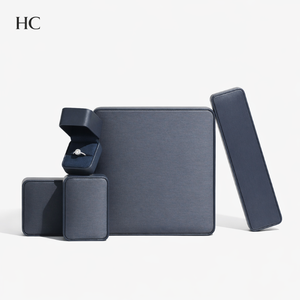 Boîte à bijoux de luxe personnalisée en cuir PU avec couvercle rabattable, insert en velours, estampage à chaud, logo personnalisé, vente en gros d'usine - Product Image 2