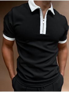Vente en gros de logo brodé <span class=keywords><strong>Polo</strong></span> de golf uni extensible avec fermeture éclair en coton spandex mélangé - Product Image 5