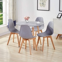 Table à manger ronde en bois moderne ensemble 4 chaises style vente directe d'usine