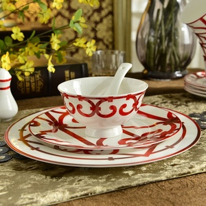 Hot Selling 58 Pcs Wedding Gift Box Luxury Spanish <b>Red</b> Window Bone China Customizable Dinnerware <b>Sets</b> - Product Image 5