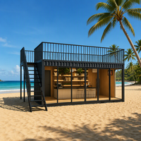 Café préfabriqué en conteneur avec terrasse sur le toit, kiosque modulaire portable, boutique commerciale de 20 pieds, personnalisable avec certification CE