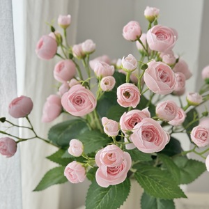 Yasunobu – Bouquet de fleurs de camélia artificielles, 12 bourgeons de thé, fleurs en soie rose pour décoration de la maison, accessoires de photographie de mariage - Product Image 3