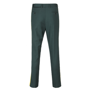 <span class=keywords><strong>Pantalon</strong></span> extensible vert personnalisé pour hommes uniforme d'<span class=keywords><strong>agent</strong></span> de sécurité à garniture jaune coupe ajustée - Product Image 2