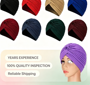 NOUVEAU Bonnets Turban Extensibles Rayés pour Femmes, Foulards <span class=keywords><strong>Chimio</strong></span> 100% Polyester, Couvre-chefs Ajustables Couleurs Assorties, Couleurs Foncées - Product Image 1