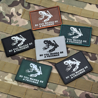 Patch brodé tactique PVC 'So You Wanna Be a Frogman' motif crâne d'animal squelette de grenouille avec fixation auto-agrippante pour manteau, sac, chapeau, DIY