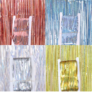 Tirai Laser Foil perada ulang tahun pernikahan dekorasi pesta lajang tirai latar belakang pesta <span class=keywords><strong>Glitter</strong></span> perada emas pinggiran tirai Foil - Product Image 3