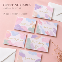 Cartes de remerciement personnalisées imprimées, cartes d'appréciation personnalisées avec motifs abstraits colorés en macaron et dorure à chaud