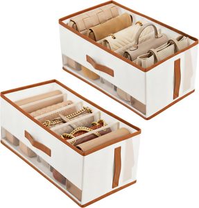 Panier de rangement multifonctionnel pliable et empilable pour armoire, organiseur de tiroir gain de place pour penderie - Product Image 1