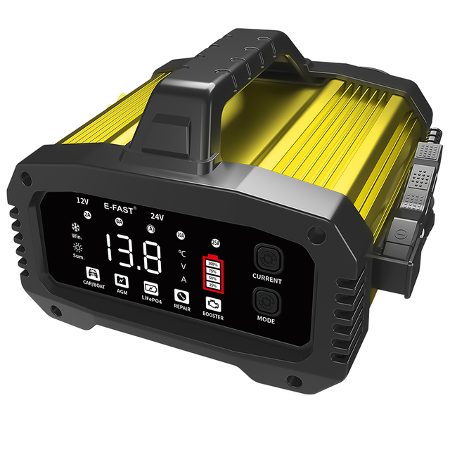 Adjustable 12v 24v 25A Smart Charger Automatic Repair 7 Stage Lifepo4 Battery Charger for AGM GEL Car Truck Cigarette Lighter