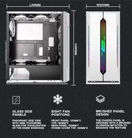 Boîtier d'ordinateur ATX en alliage d'aluminium ES280 RGB blanc, tour complète, refroidissement par eau 240, prend en charge 8 positions de ventilateurs, jeu compétitif, micro
