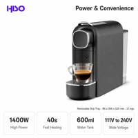 Machine à café de style américain, extraction à la vapeur 20 bars, 1400W, chauffage rapide en 40 secondes, réservoir de 600 ml, multi-tension, cafetière en ABS